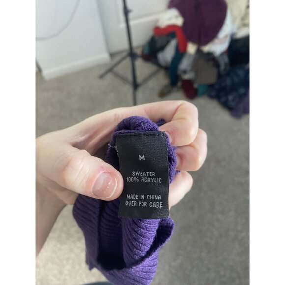 ⭐ 3/$15 Byer Purple Sweater Mini Dress Bodycon Cowl Neck M - Picture 8 of 8